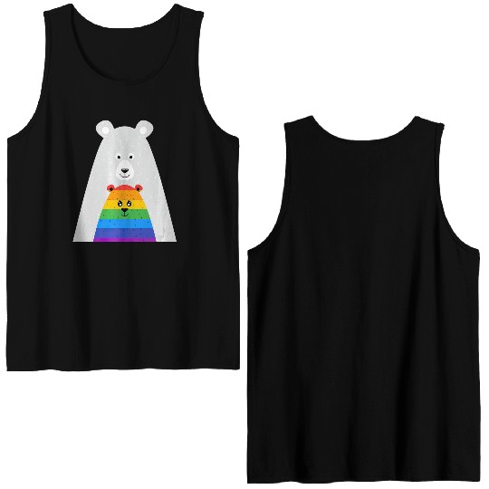 Gay Pride Mama and Baby Bear Gift Lesbian Son Double Sided Tank Tops