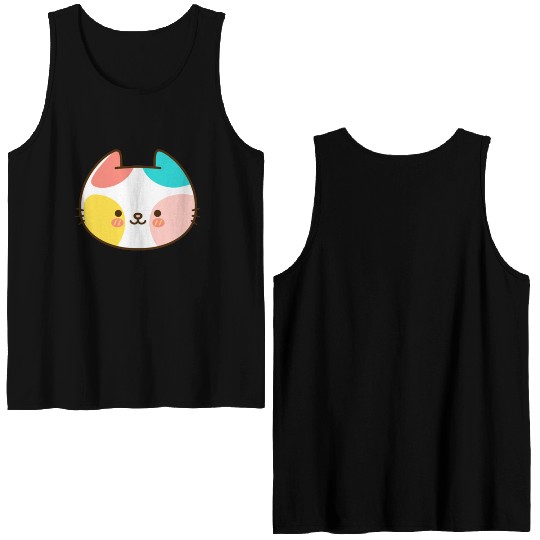 Kawaii Cat Head Multicolored Double Sided Tank Tops