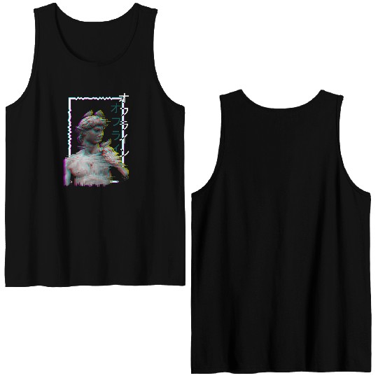 Greek Statue Ancient Vaporwave Synthwave Glitch Double Sided Tank Tops