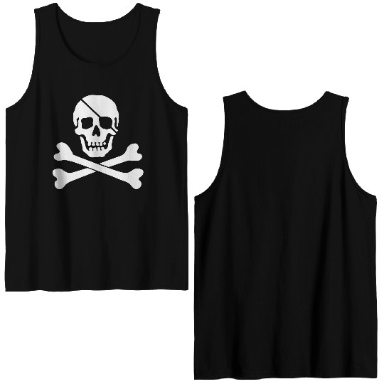 Jolly Roger Pirate Flag Skull and Crossbones Double Sided Tank Tops