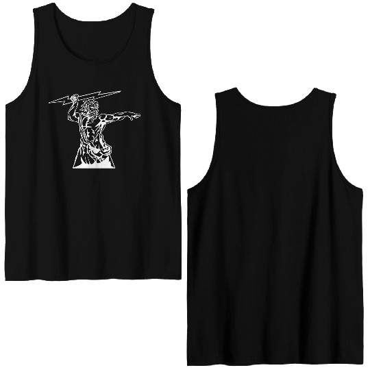 Greek mythology Zeus lightning bolt silhouette Double Sided Tank Tops