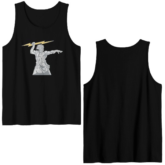 Greek mythology Zeus lightning bolt silhouette Double Sided Tank Tops