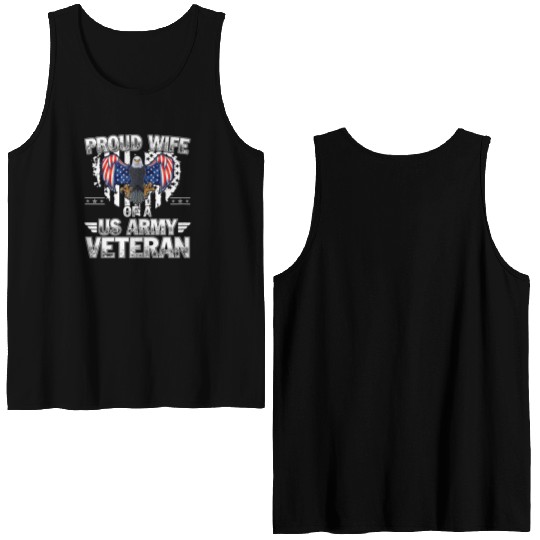 Proud Wife Of A US Army Veteran Double Sided Tank Tops
