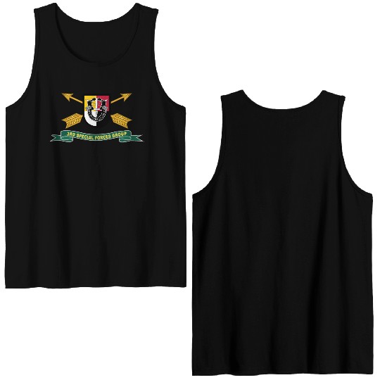 Army 3rd Special Forces Group Flash w Br Ribbon Double Sided Tank Tops