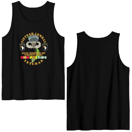 Army Vietnam Combat Veteran w 101st Airborne Div S Double Sided Tank Tops