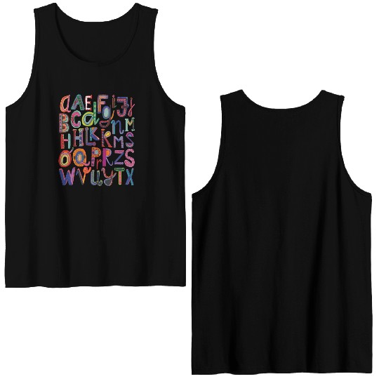 Kindergarten Teacher , Preschool Teacher Alphabet Double Sided Tank Tops