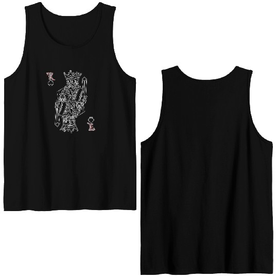 Skull King Clubs Card Skeleton Dead Cool Poker Double Sided Tank Tops
