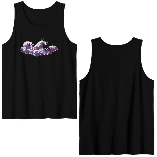 Long Japanese Bi Wave. Bisexual Pride. Double Sided Tank Tops