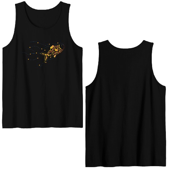Artsy gold fish waves Double Sided Tank Tops