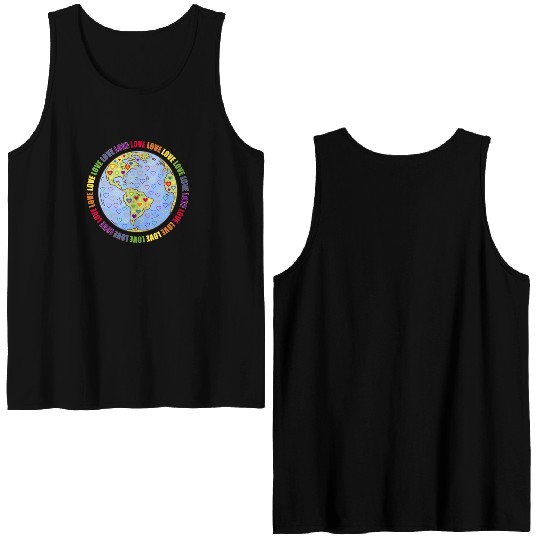 LGBT Pride Rainbow Hearts Lesbian Gay Bi Trans Double Sided Tank Tops