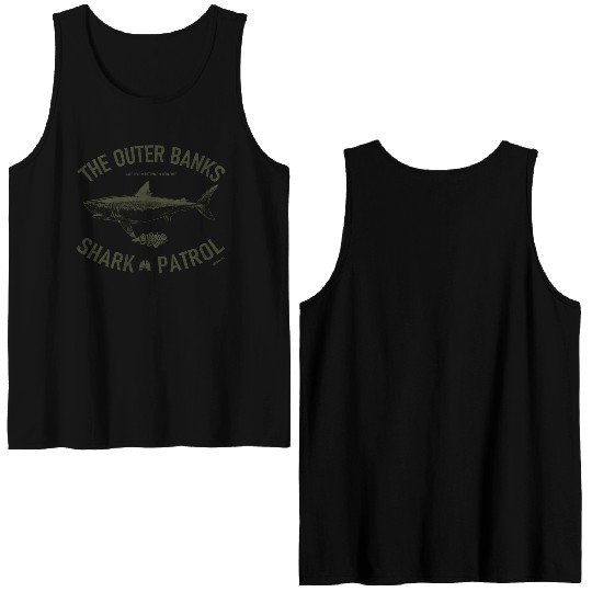 OBX Shark Patrol OBX Vintage Army Green Double Sided Tank Tops