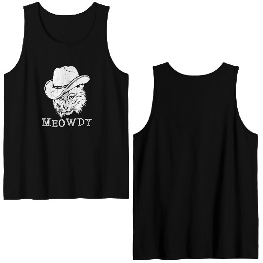 Meowdy Western Country Music Cowboy Cowgirl Double Sided Tank Tops