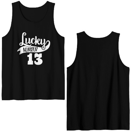 Lucky Number 13 Birthday Party Design Double Sided Tank Tops