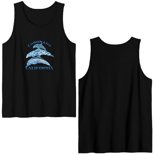 Coronado California Vacation Tribal Dolphins Double Sided Tank Tops