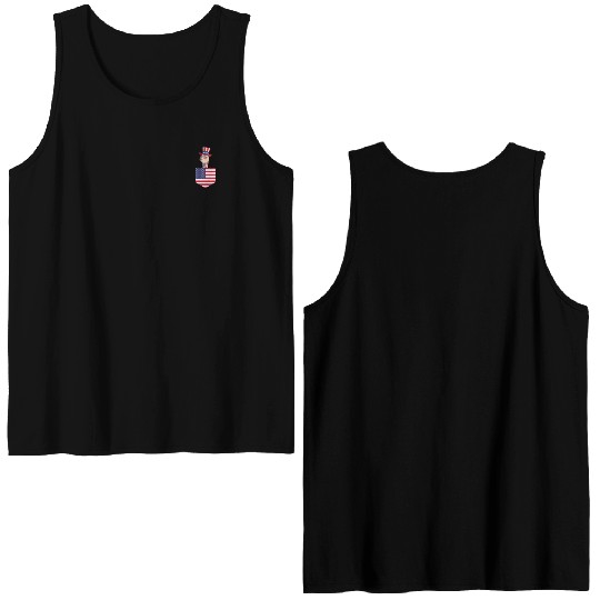 Patriotic Day Llama US Flag Llama Pocket 4th of Double Sided Tank Tops