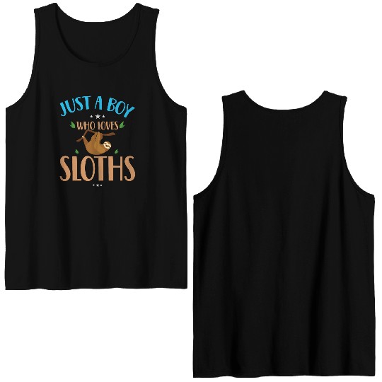 Sloth Sloths, Boy, Trees Double Sided Tank Tops