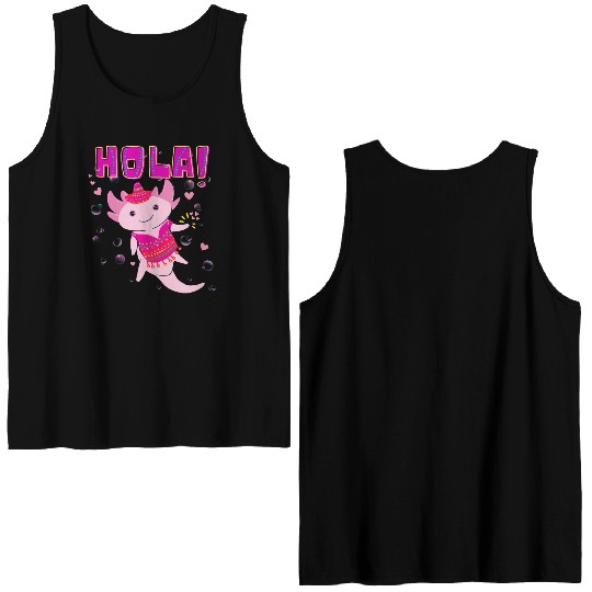 Hola Cute Axolotl - 9 Double Sided Tank Tops