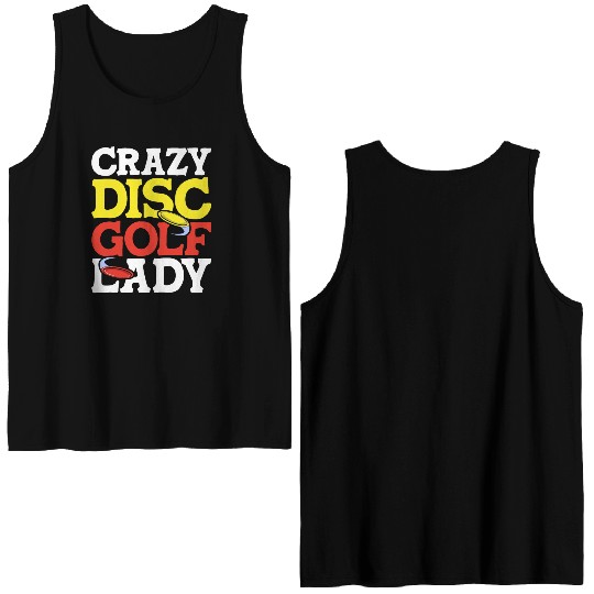 Crazy Disc Golf Lady Disc Golfer Double Sided Tank Tops