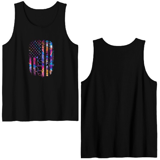 correctional nurse - US flag Double Sided Tank Tops