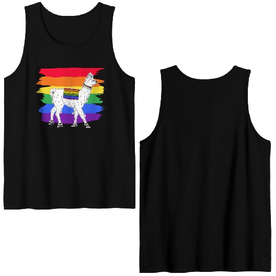 LGBTQ Llama Alpaca Women Gay Lesbian Llama Double Sided Tank Tops