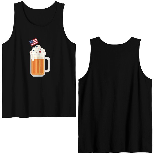 funny patriotic mullet beer 4th of july summer Double Sided Tank Tops