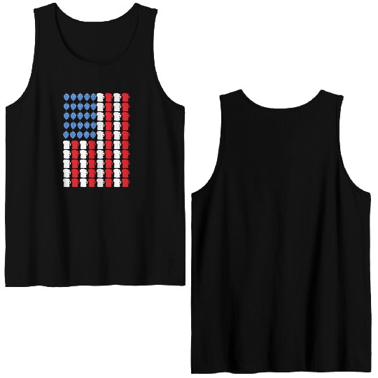 funny patriotic mullet beer 4th of july summer Double Sided Tank Tops