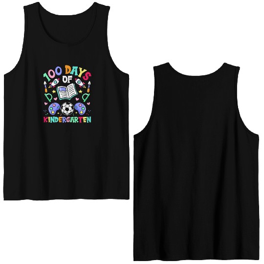 100 Days Of Kindergarten Sayings Cute Team Sweet Double Sided Tank Tops