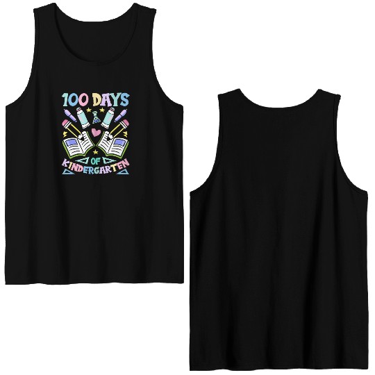 100 Days Of Kindergarten Sayings Sweet Team Cute Double Sided Tank Tops