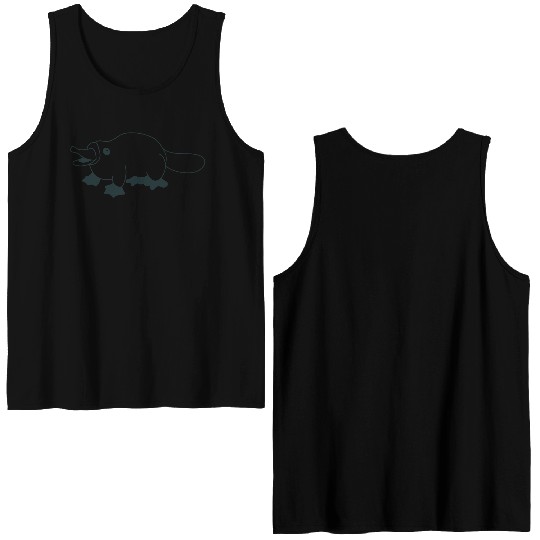 Cute little walking squat platypus Double Sided Tank Tops
