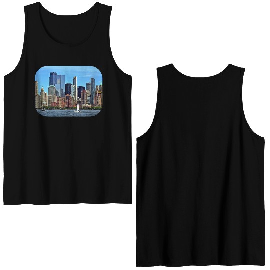 Manhattan NY – Sailboat By Manhattan Skyline Double Sided Tank Tops