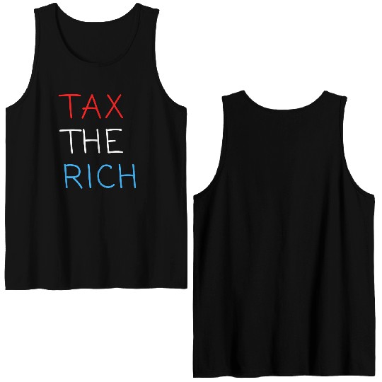 TAX THE RICH (Red, White and Blue letters) Double Sided Tank Tops