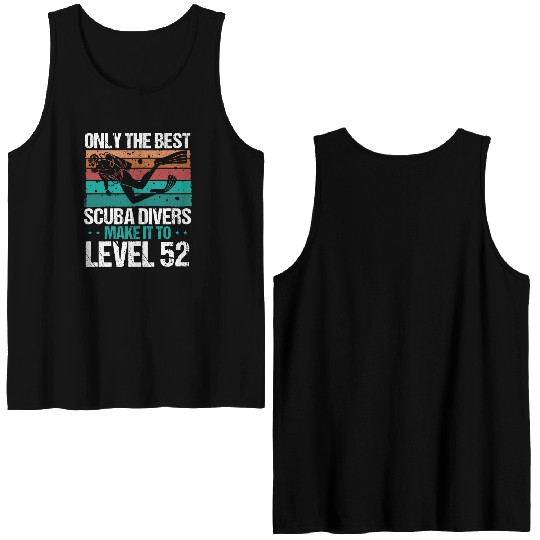52 Scuba Diving Level 52 Year Diver Snorkeling Double Sided Tank Tops
