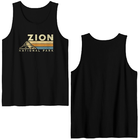 Retro Zion National Park US Vintage Utah Adventure Double Sided Tank Tops