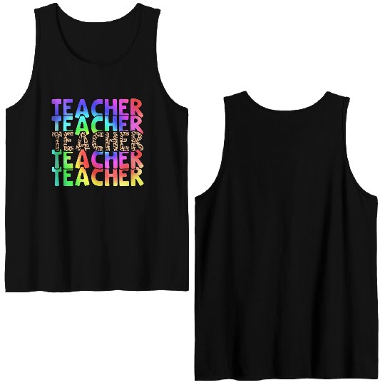 Teacher, colorful. Leopard Double Sided Tank Tops