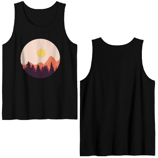 sunset horizon mountains Double Sided Tank Tops