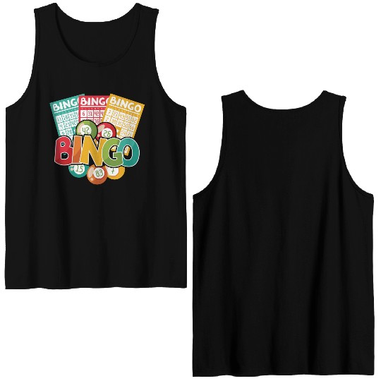 Fun Lucky Bingo Gambling Night Balls Cards T Double Sided Tank Tops