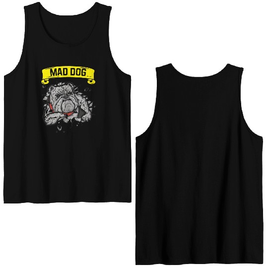 Mad dog pitbill lover Double Sided Tank Tops