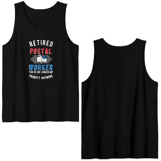 Retired Postal Worker Retirement Mailman Postman Double Sided Tank Tops
