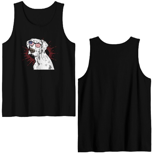 Dalmatian Dog Lover 4th of July Double Sided Tank Tops