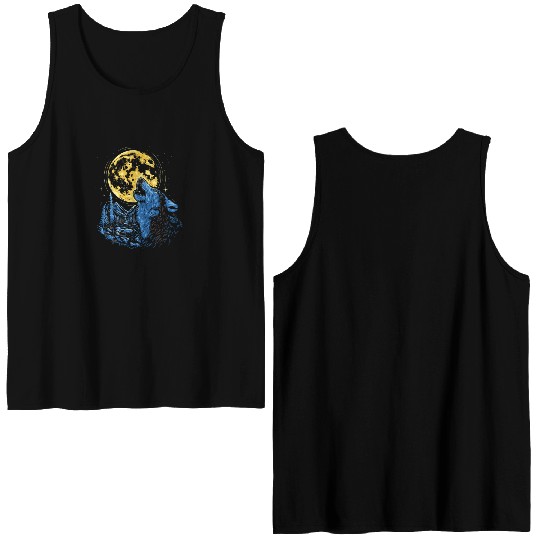 Wolf Moon Forest Wolves Nature Nature Liever Full Double Sided Tank Tops