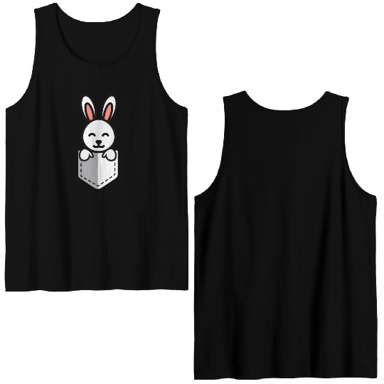 Bunny Pocket Cute Little Easter Sunday Egg Hunt Double Sided Tank Tops