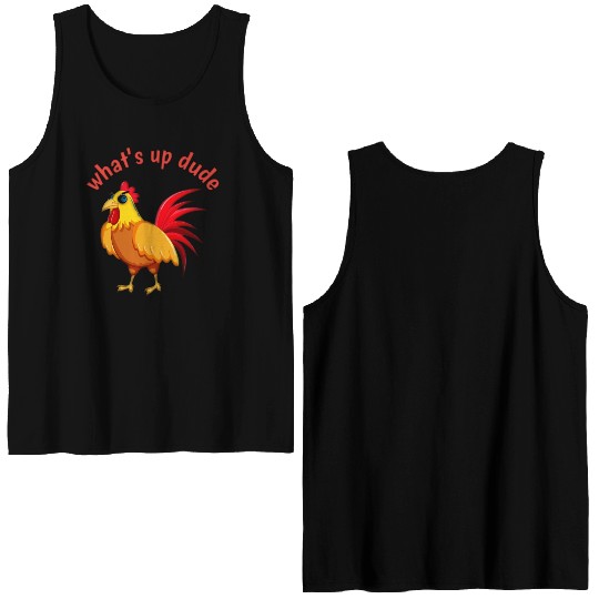 Angry Cartoon Cock Bird Double Sided Tank Tops