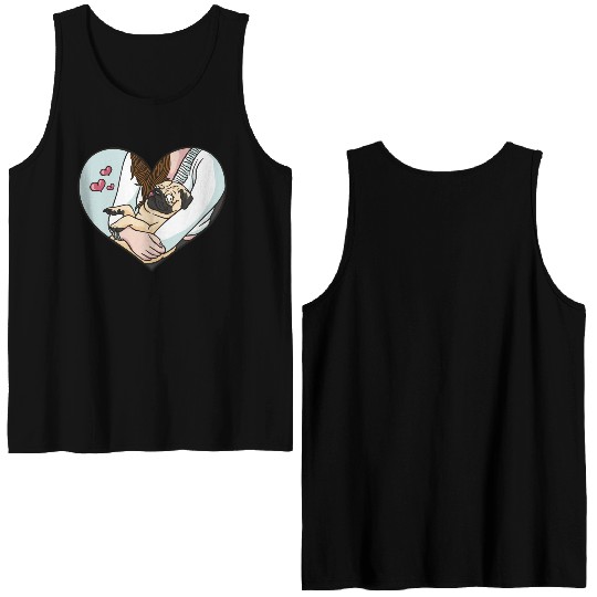 Funny lovely pug puppy Funny lovely pug puppy gift Double Sided Tank Tops