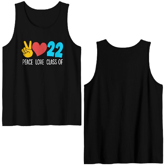 Senior High School Peace Love Class Of 2022 Double Sided Tank Tops