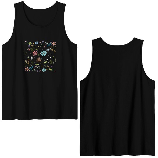 Cute Flowers Women Floral Colorful Wildflowers Double Sided Tank Tops