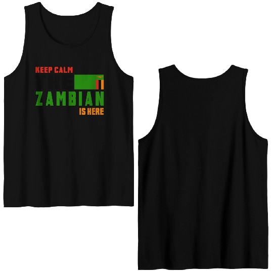 Keep calm Zambia flags design Double Sided Tank Tops