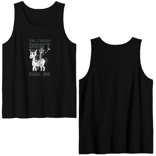 Halloween Cowboy Skeleton Foal Horse Riding Double Sided Tank Tops