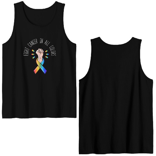 Cancer Sucks In Every Color Fighter Fight Support Double Sided Tank Tops