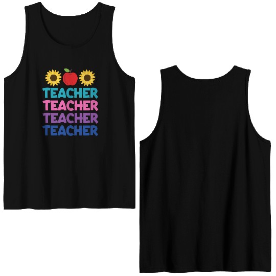 Funny Teacher svg, Teacher Appreciation svg, Kinde Double Sided Tank Tops