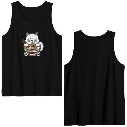 Persian Cat Ramen Noodles Double Sided Tank Tops